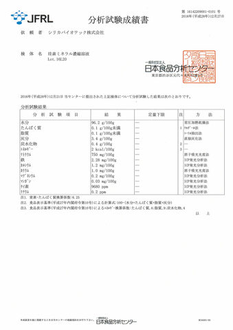 分析試験成績書